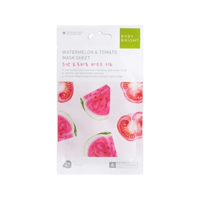 Baby Bright เบบี้ไบร์ท แผ่นมาส์กหน้า สูตรแตงโมและมะเขือเทศ ผิวนุ่มชุ่มชื่น 20g