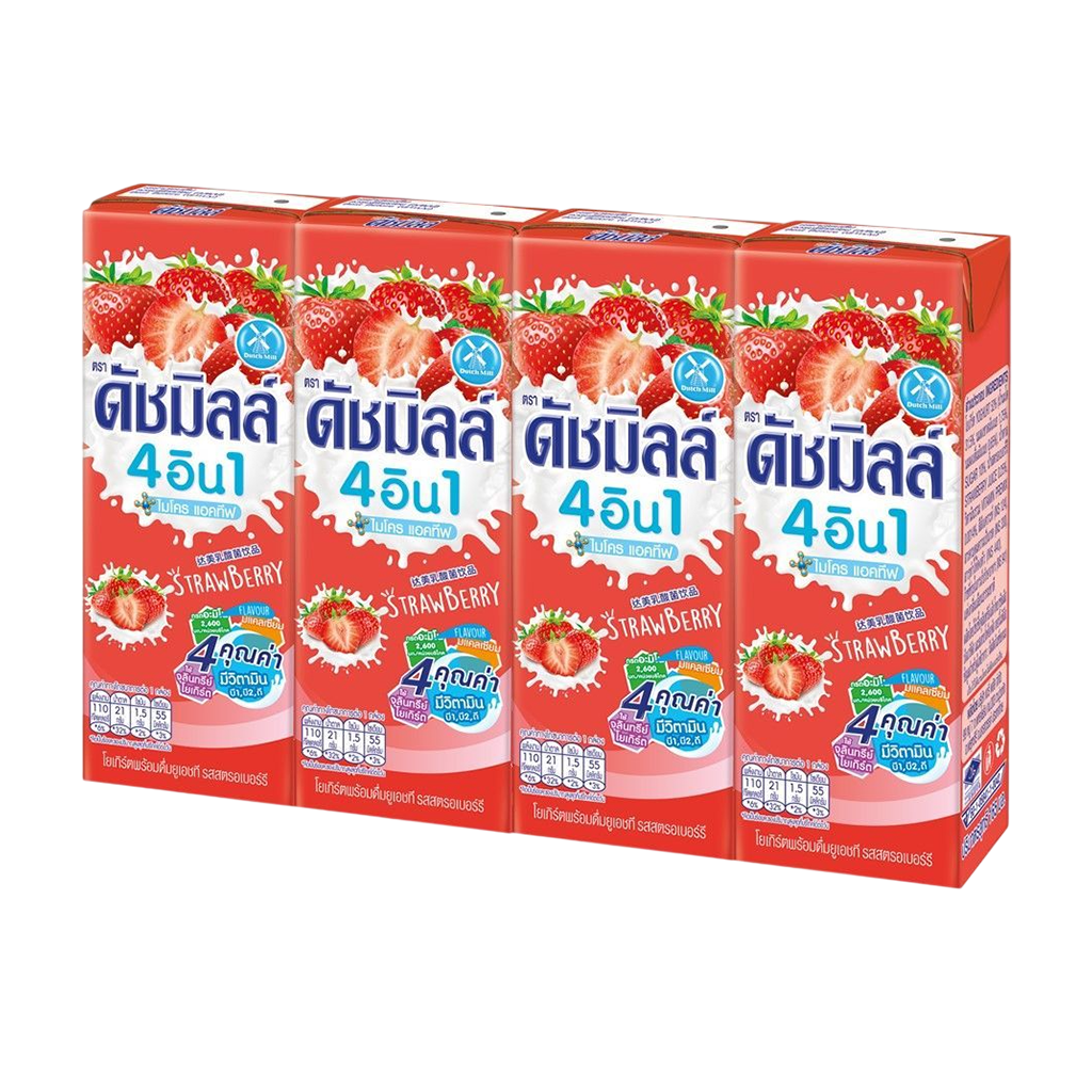 ดัชมิลล์ นมเปรี้ยวยูเอชที รสสตอเบอร์รี่ แพ็ค 4