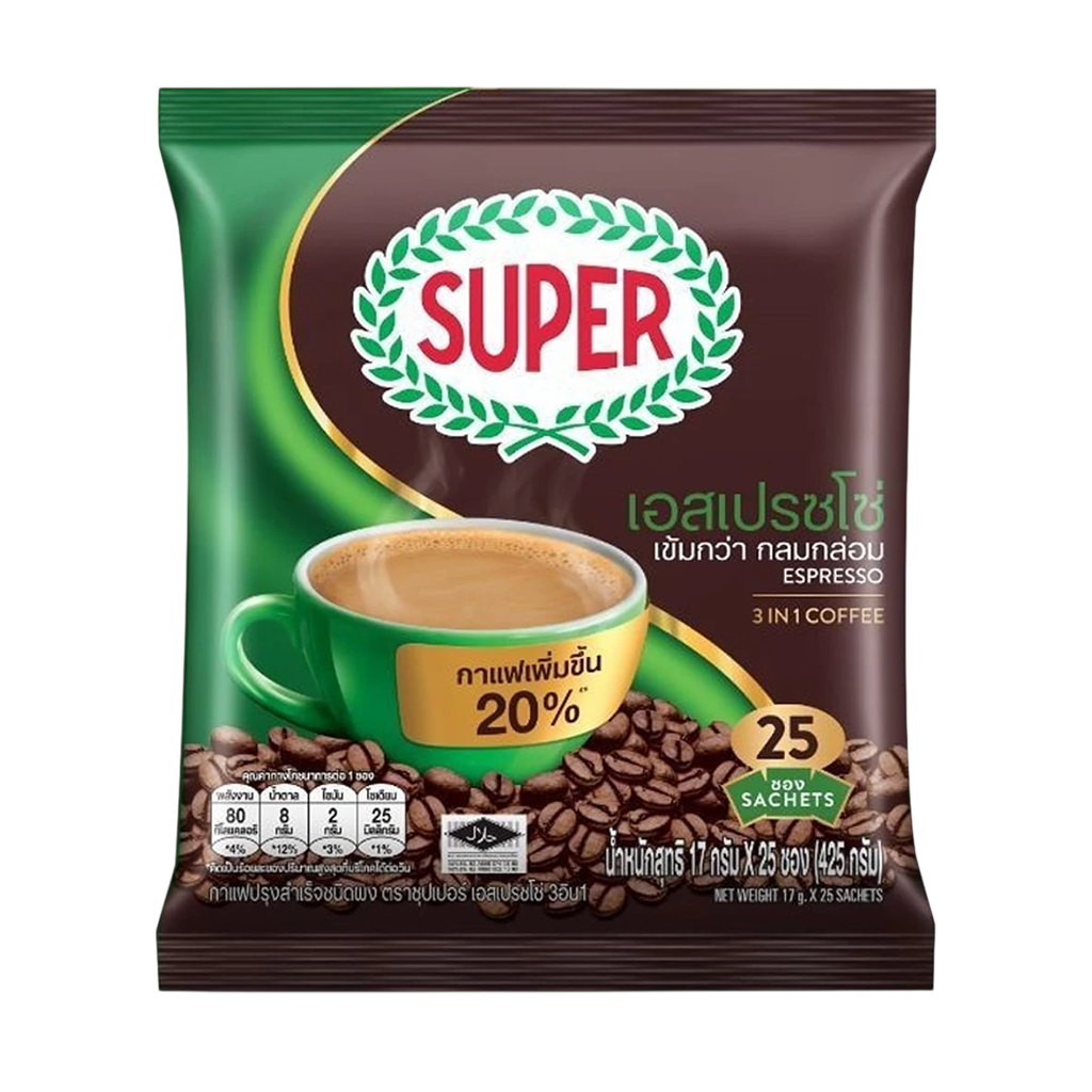 ซุปเปอร์ กาแฟ 3อิน1 กาแฟปรุงสำเร็จชนิดผง เอสเปรสโซ่