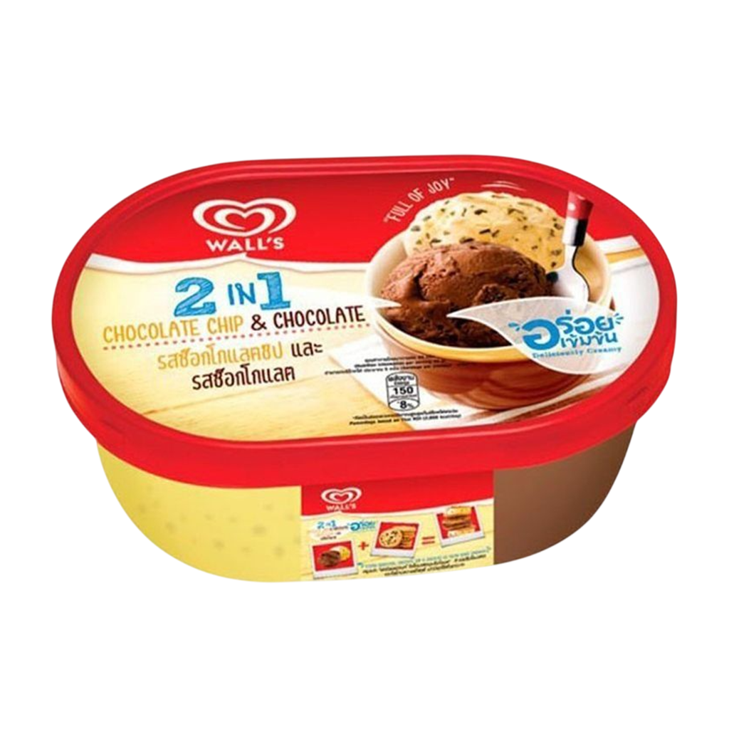 วอลล์ ไอศกรีม 2IN1 รสช็อกโกแลตและรสช็อกโกแลตชิป 160 กรัม