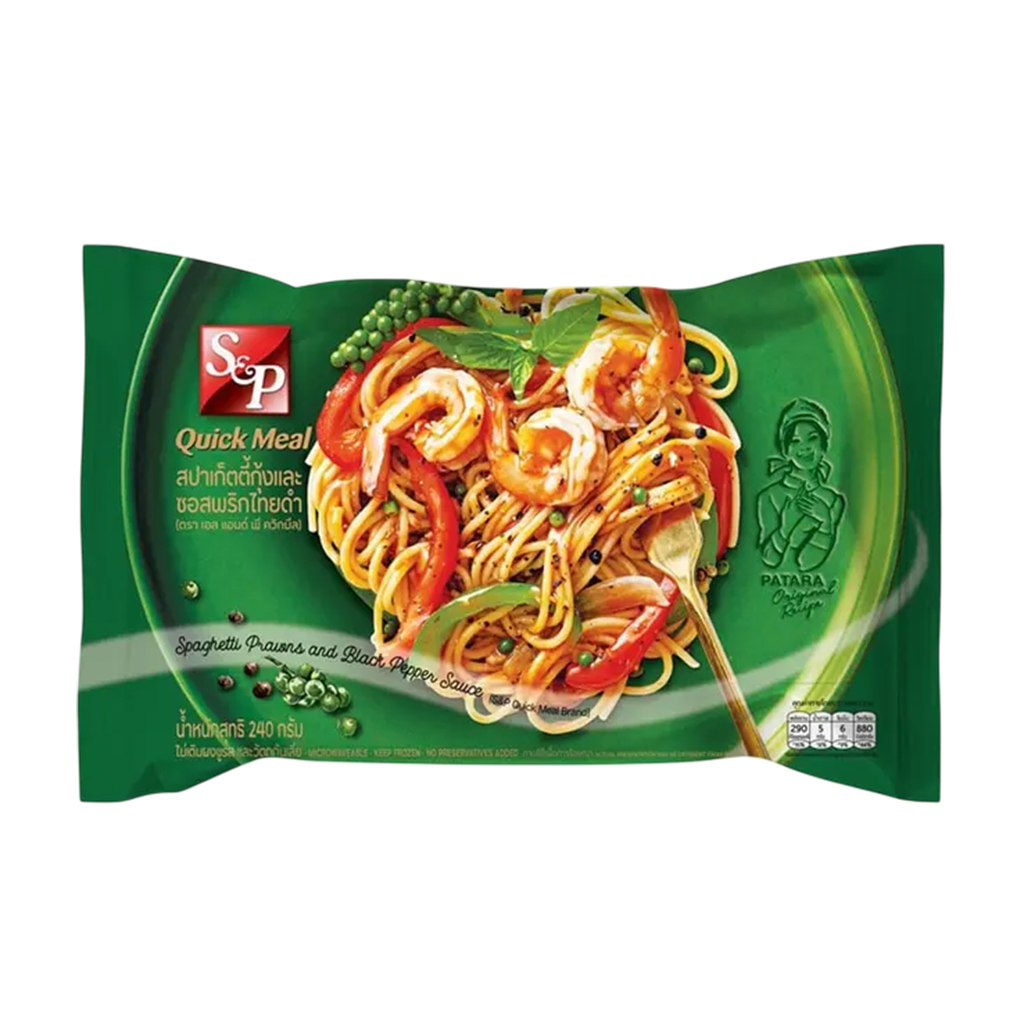 เอสแอนด์พี ควิกมิล สปาเก็ตตี้กุ้งและซอสพริกไทยดำ