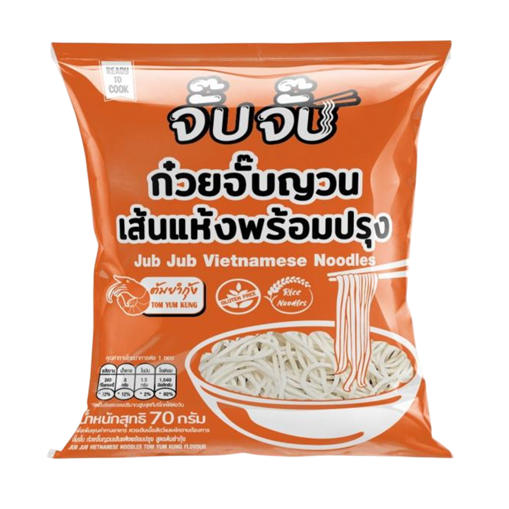 จั๊บจั๊บ ก๋วยจั๊บญวนเส้นแห้งพร้อมปรุง สูตรต้มยำกุ้ง 70 ก.