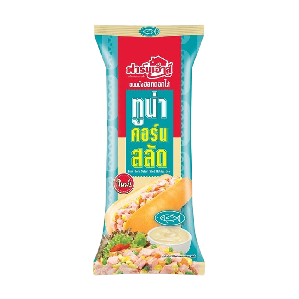 ฟาร์มเฮ้าส์ ขนมปังฮอตดอกไส้ทูน่าคอร์นสลัด 80 ก.