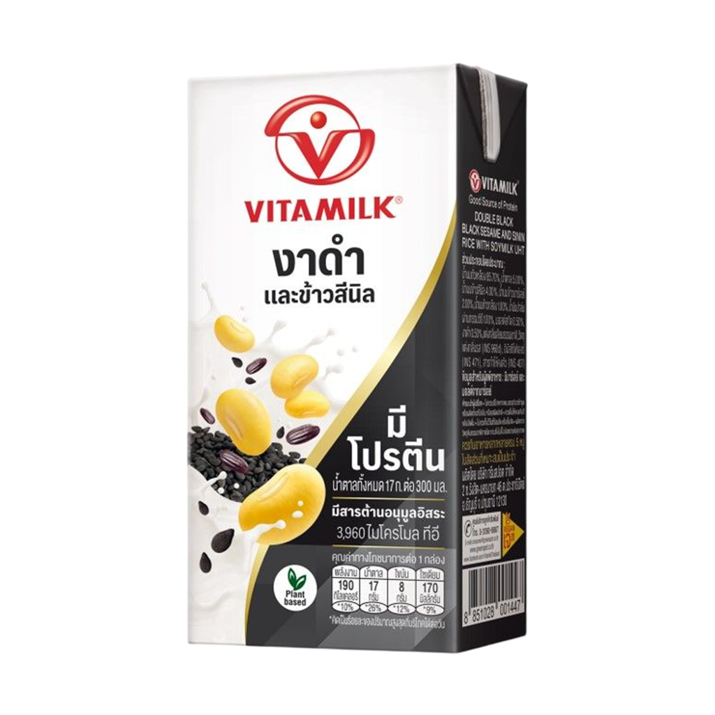 ไวตามิ้ลค์ นมถั่วเหลืองยูเอชที ผสมงาดำ 300 มล.