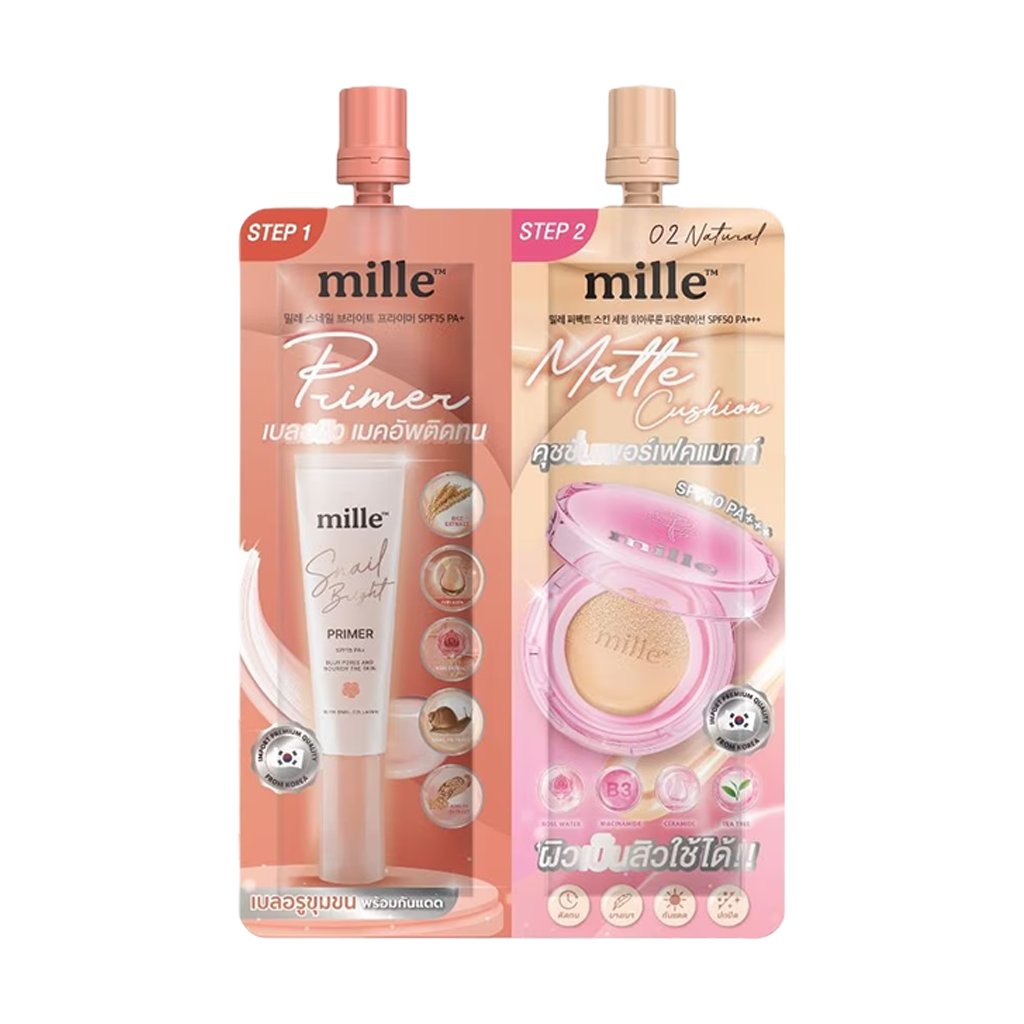 Mille Duo Primer&Matte Cushion 8g. #2 Natural
