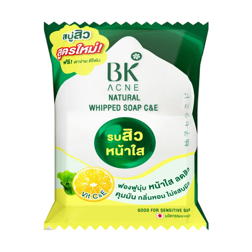 BK Acne สบู่ บีเค แอคเน่ เนเชอรัล วิป โซป ซี แอนด์ อี 60 ก.