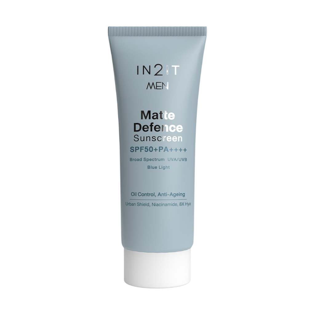 IN2IT Men Matte Defence Sunscreen SPF50+ PA++++ 40g. กันแดด คุมมัน เนื้อเจลน้ำนม