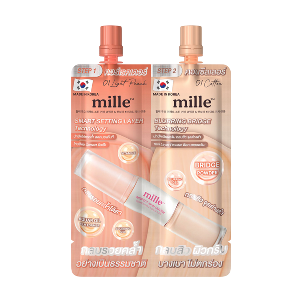Mille Duo Perfect Skin Cover Corrector & Concealer 3g.+3g. #Light Peach-Cotton