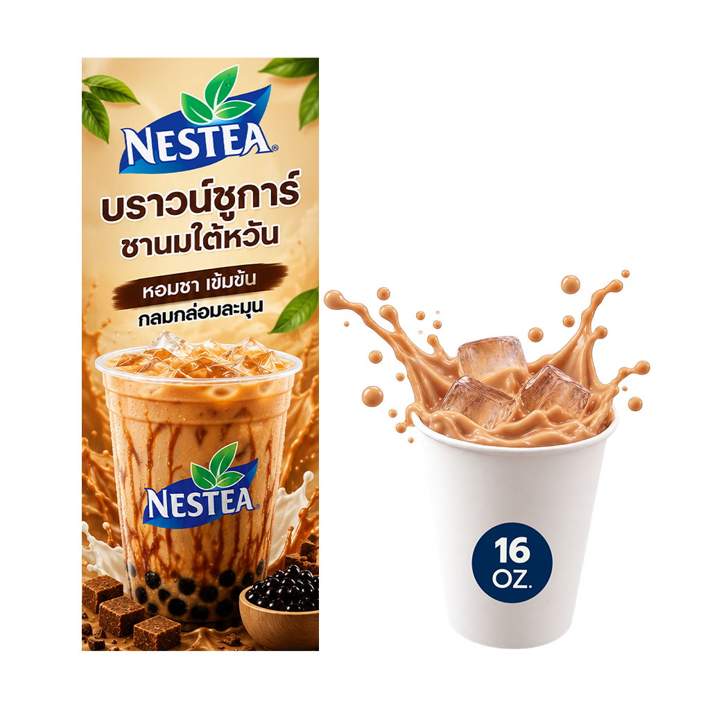 เนสที บราวน์ชูการ์ ชานมไต้หวัน แก้ว 16 ออนซ์