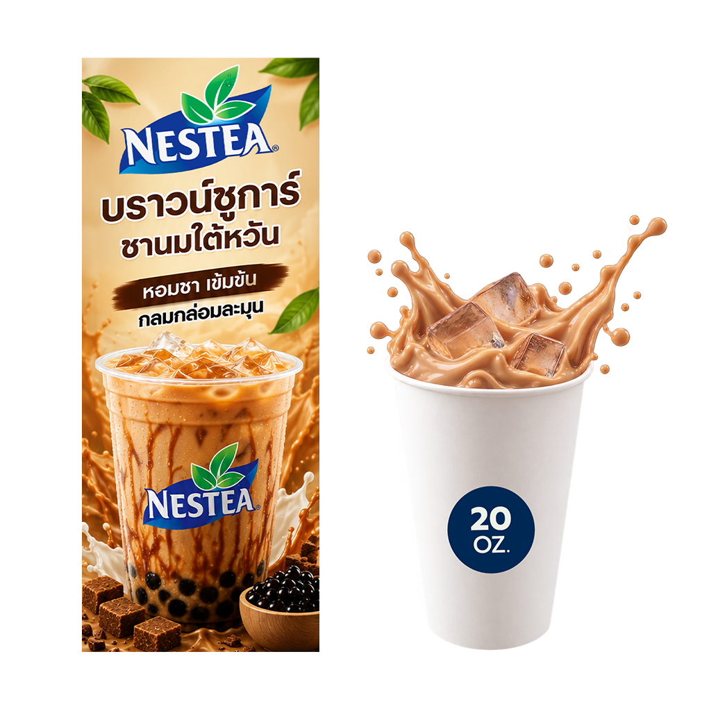 เนสที บราวน์ชูการ์ ชานมไต้หวัน แก้ว 20 ออนซ์