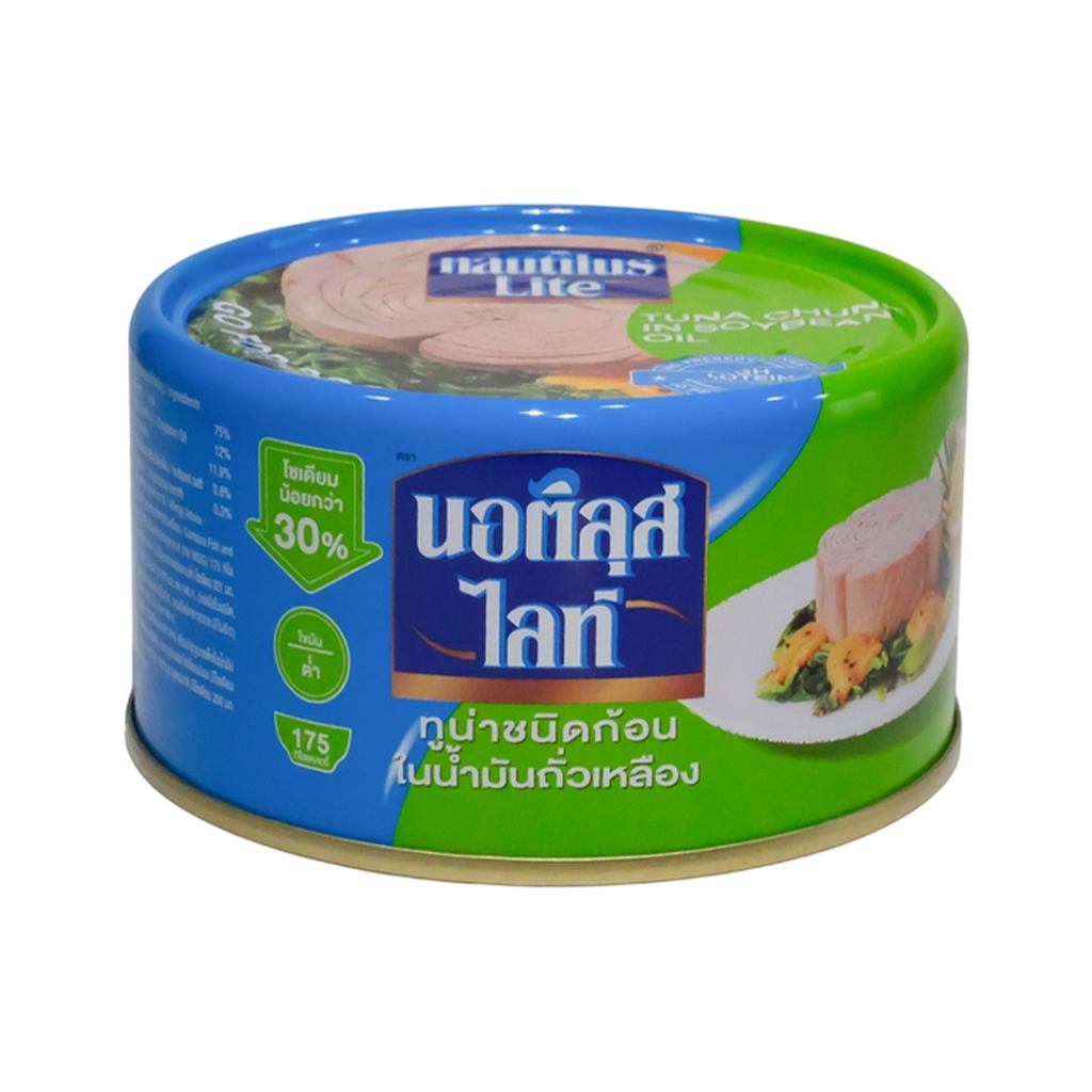 นอติลุส ไลท์ทูน่าชนิดก้อนในน้ำมันถั่วเหลือง 165ก.